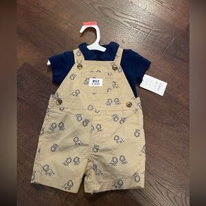 CCo - 2 piece Carter’s Just One You 3 M Wild At Heart Khaki Overall w polo